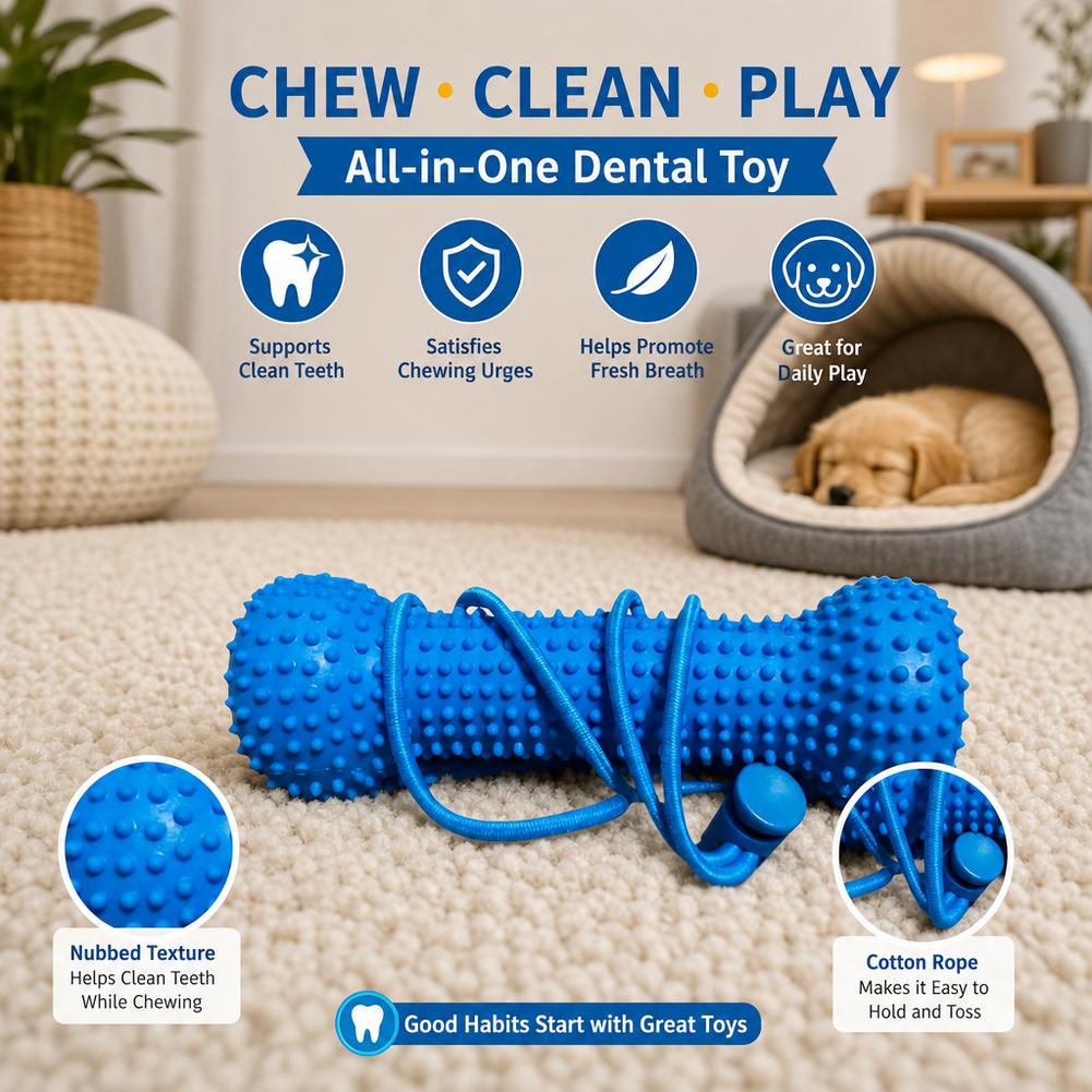 Teeth Cleaning Dog Chew Bone - Hundezahnungs-Zahnputzstift, Plastik, Knochenform, strukturierte Reinigungsknoten, mit