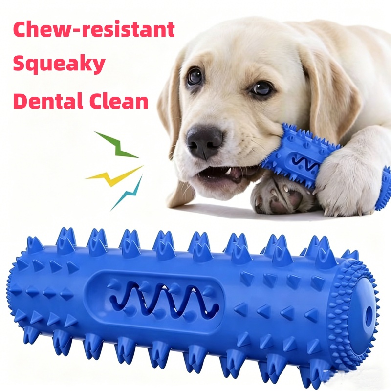 Rubber Treat Dispensing Dog Toy - Langlebiges Quietschendes TPR-Hundekauspielzeug, Zahnbürstenstab, Welpen-Zahnungsspielzeug, Interaktiver